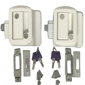 2 Pack White Travel Trailer Door Locks Keyed Alike