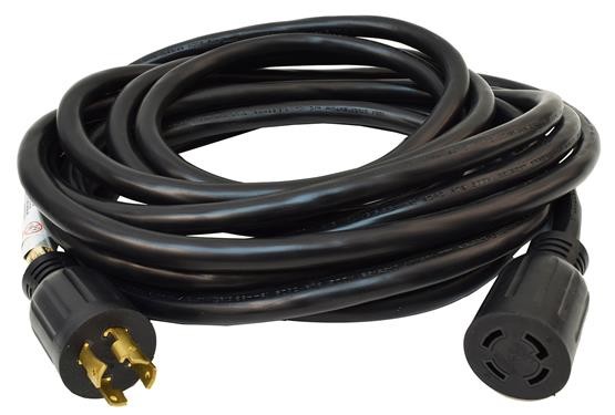 Extension Cord; Mighty Cord (TM); 4 Prong With Twist Lock; Single Output; 30 Amp; 25 Foot Length; Black; Without Plug Head Handle 