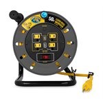  Camco Power Grip 50-Foot Extension Cord Reel with USB Charging Ports 55291 