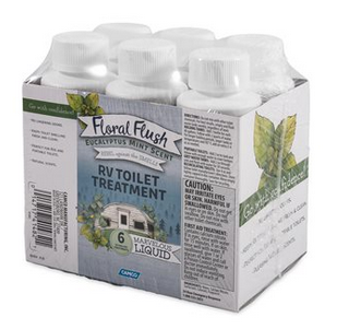  Floral Flush RV Toilet Treatment, Eucalyptus Mint, Singles, (6) 4 oz. Bottles 41482 