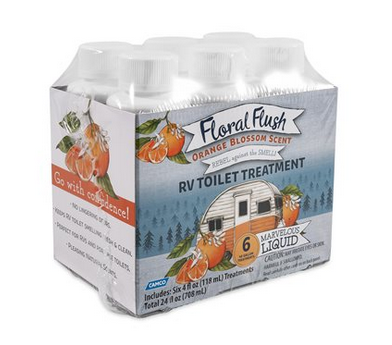  Floral Flush RV Toilet Treatment, Orange Blossom, Singles, (6) 4 oz. Bottles 41481 