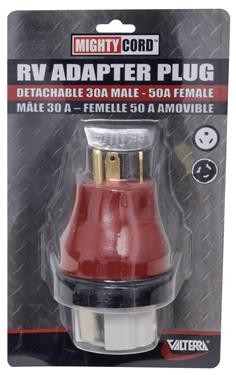 Power Cord Adapter, 30 Amp Male To 50 Female, Locking Ring On Female End 